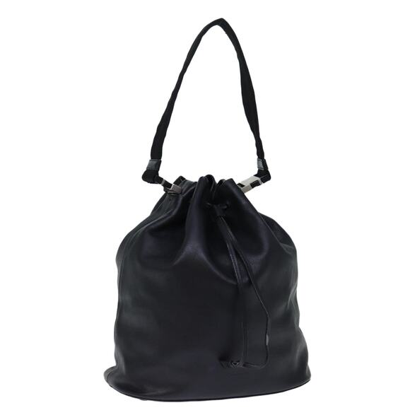 PRADA Shoulder Bag Leather Black - Picture 1 of 12
